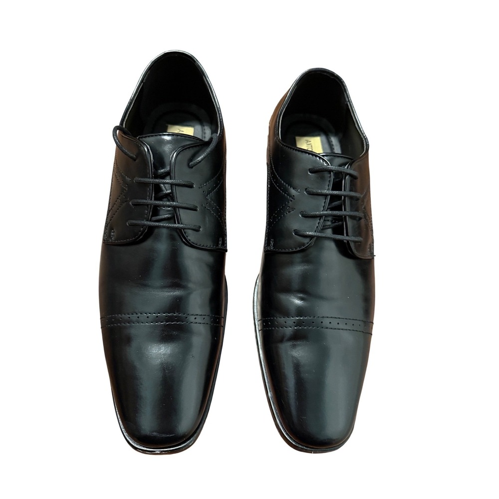 Antonio Cerrelli Mens Black Cap Toe Oxford Dress Shoes Lace Up Leather Sz 10.5‎